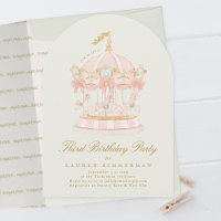 Girl Carousel Fairytale Sage Arch Birthday Party