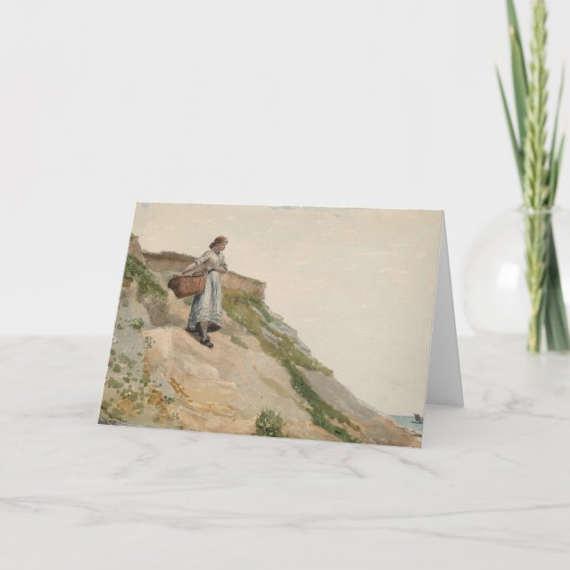 Girl Carrying a Basket | Winslow Homer Card (Front)
