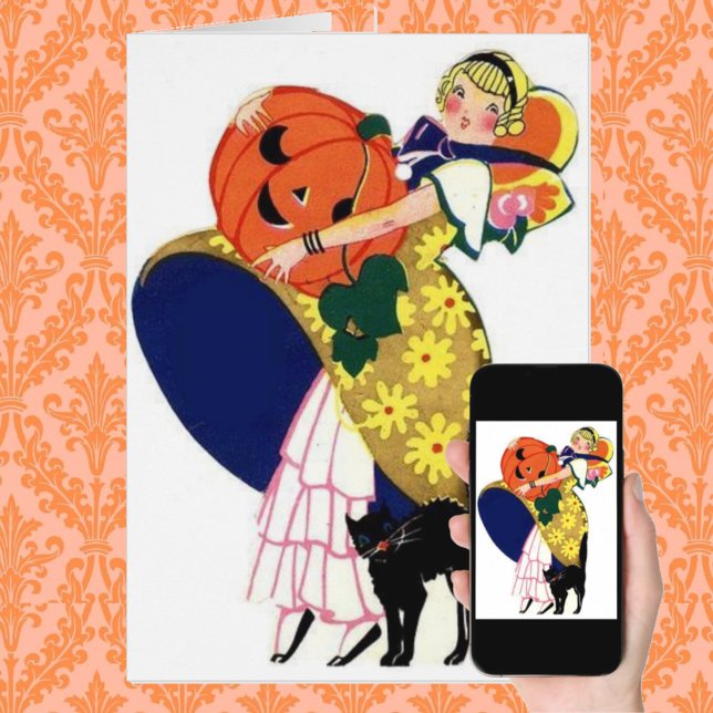 Girl Carrying Pumpkin with Black Cat (Creator Uploaded)