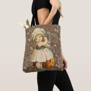 Girl Carving Apple Halloween Tote Bag
