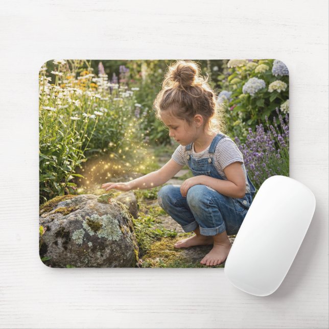 Girl Casting a Spell on a Frog Mouse Mat (With Mouse)