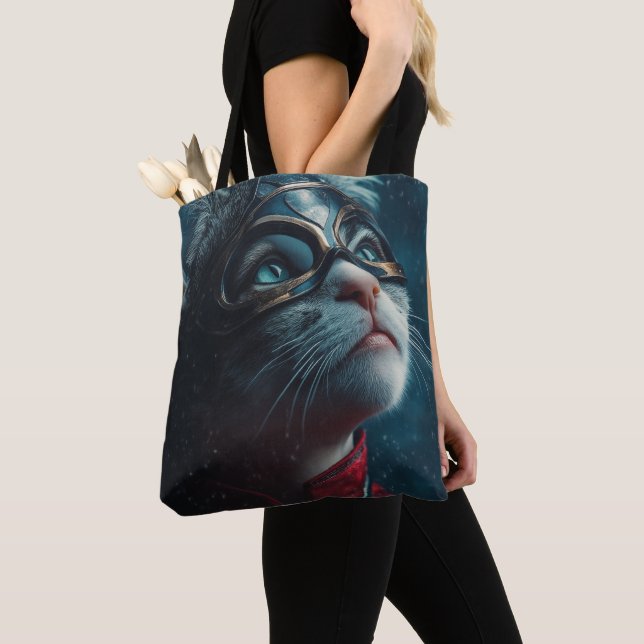 Girl & Cat Powa Tote Bag (Close Up)