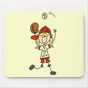 Girl Catching Baseball T-shirts and Gifts Mouse Mat