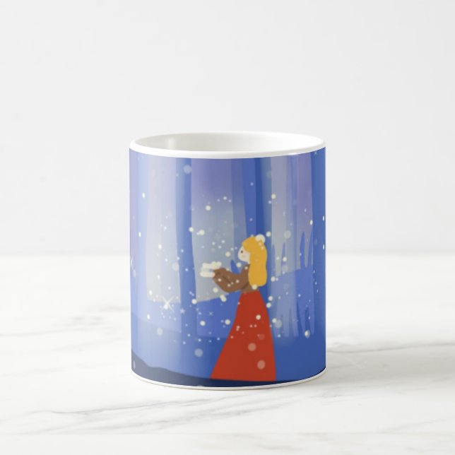 girl catching fireflies in the forest coffee mug (Center)
