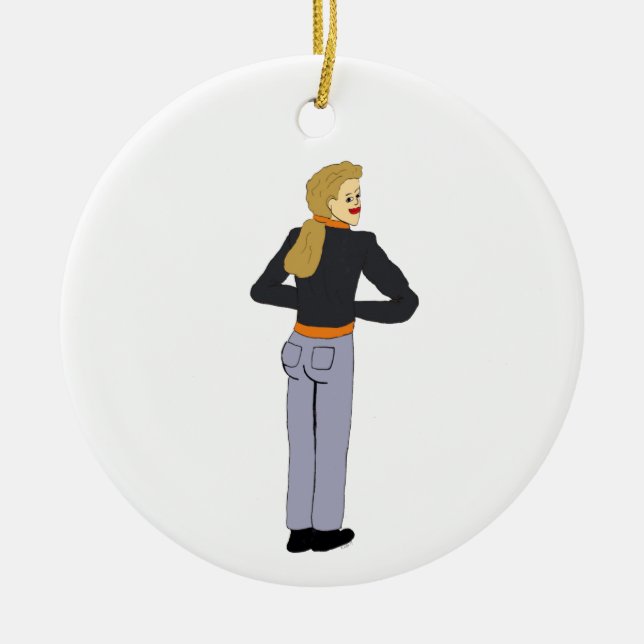 girl  ceramic tree decoration (Front)