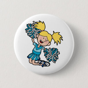 girl cheerleading jumping in the air 6 cm round badge