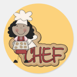 Girl Chef African American Tshirts and Gifts Classic Round Sticker