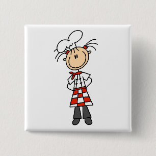 Girl Chef Stick Figure Tshirts and Gifts 15 Cm Square Badge