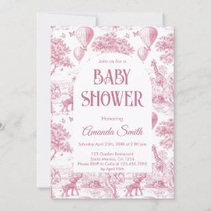 Girl Chinoiserie Toile de Jouy baby shower Invitation