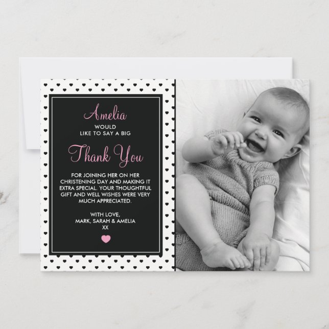Girl Christening/Baptism Thank You Card (Front)