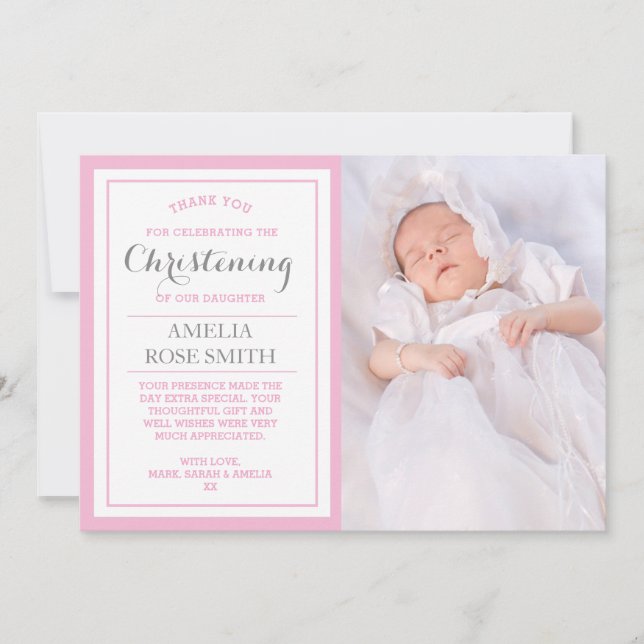 Girl Christening/Baptism Thank You Card (Front)