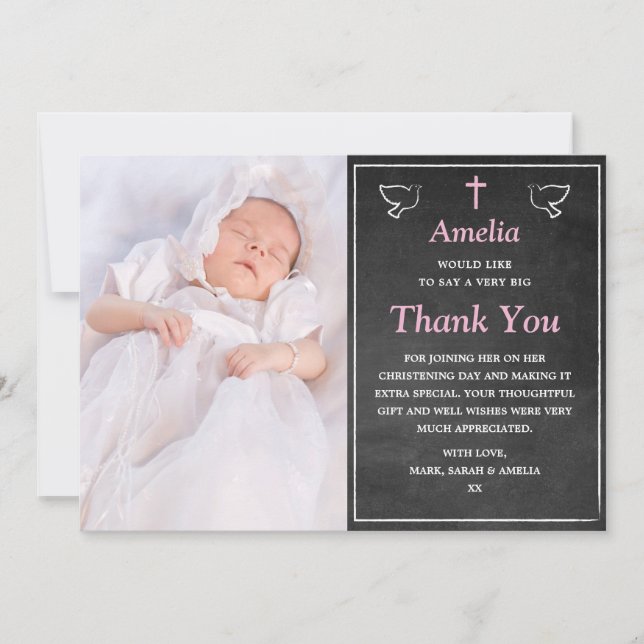 Girl Christening/Baptism Thank You Card (Front)