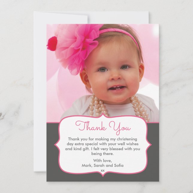 Girl Christening/Baptism Thank You Card (Front)