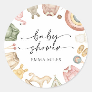 Girl Clothes Baby Shower  Classic Round Sticker