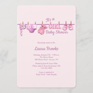 Girl Clothesline Baby Shower Invitation
