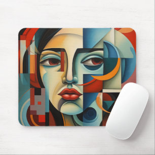 Girl Colourful Cubism Mouse Mat