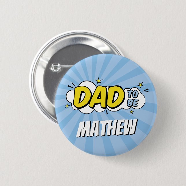 Girl Comic Book Superhero Baby Shower Dad 6 Cm Round Badge (Front & Back)