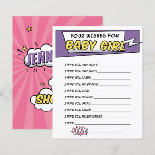 Girl Comic Book Superhero Shower Wishes for baby