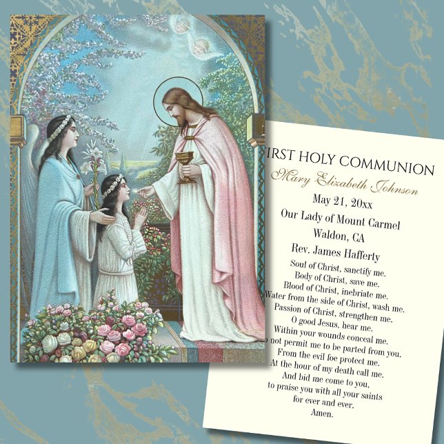Girl Communion Catholic Remembrance Holy Card (Creator Uploaded)