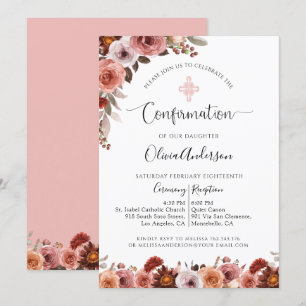 Girl Confirmation Blush Pink Floral Invitation