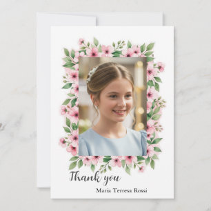 Girl Confirmation Custom Photo Floral Thank you   