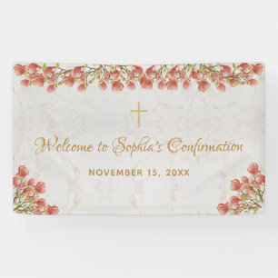 Girl Confirmation Floral Welcome Pink Magnolia Banner