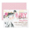 Girl Cow Baby Shower invitation, Pink Farm