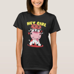 Girl Cow Cute Farm Animal Cattle Women Farmer T-Shirt