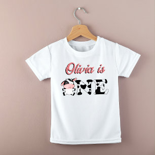 Girl cow farm barnyard birthday personalised name baby T-Shirt