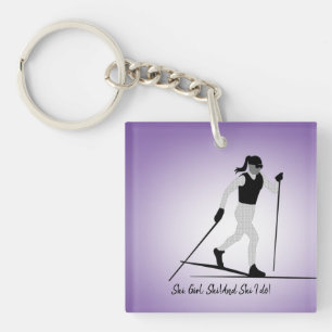 Girl Cross Country Skier Key Ring