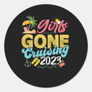 Girl Cruise Vacation Girls Trip Boat Cruising Summ Classic Round Sticker