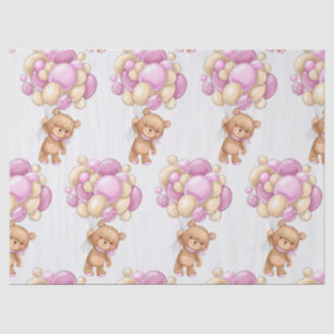 Girl Cute Bear Balloon Wrapping Paper