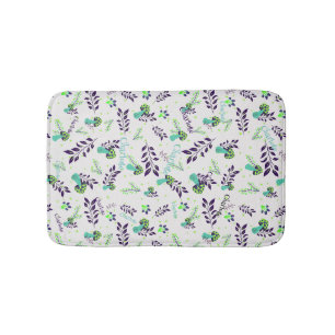 Girl Cute Fairytale Mushrooms Custom Name White Bath Mat