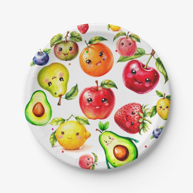 Girl Cute Fruit Birthday  Paper Plate (Front)