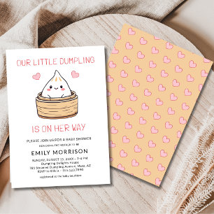 Girl Cute Little Dumpling Hearts Baby Shower Invitation