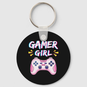 Girl Cute Pink Controller Video Game Girl Gaming Key Ring