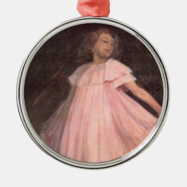 Girl Dancer in a Pink Dress Metal Tree Decoration (Front)