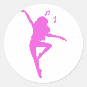 Girl dancer silhouette - Choose background colour Classic Round Sticker