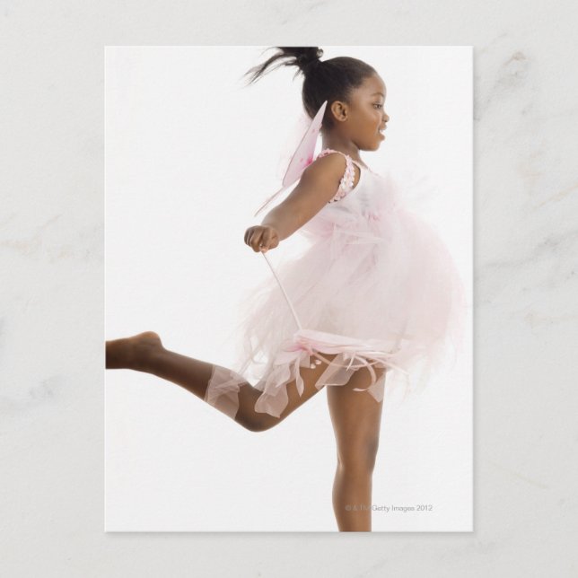 Girl dancing in fairy costume postcard (Front)