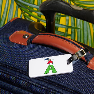 Girl Dancing on Green Letter A Fun Alphabet  Luggage Tag