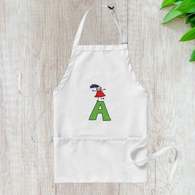 Girl Dancing on Green Letter A Fun Alphabet  Standard Apron (Creator Uploaded)