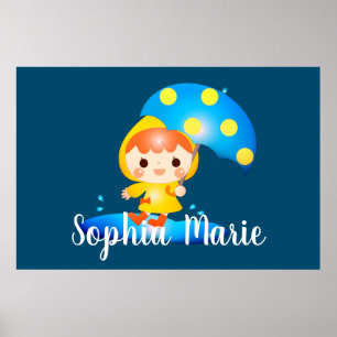 Girl Dancing Under the Rain Poster