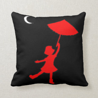 Girl dancing with her umbrella cushion
