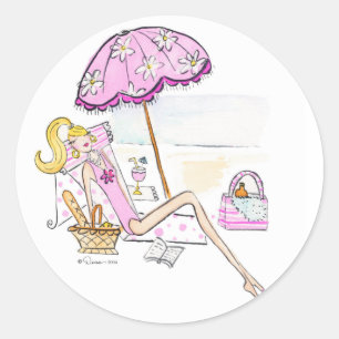 Girl - Day at the Beach Stickers