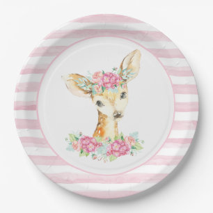 Girl Deer Baby Shower Paper Plates