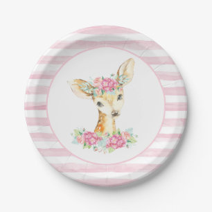 Girl Deer Baby Shower Paper Plates