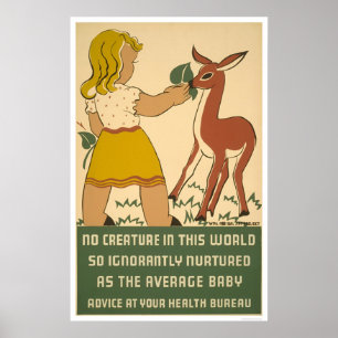 Girl Deer Nutrition 1938 WPA Poster