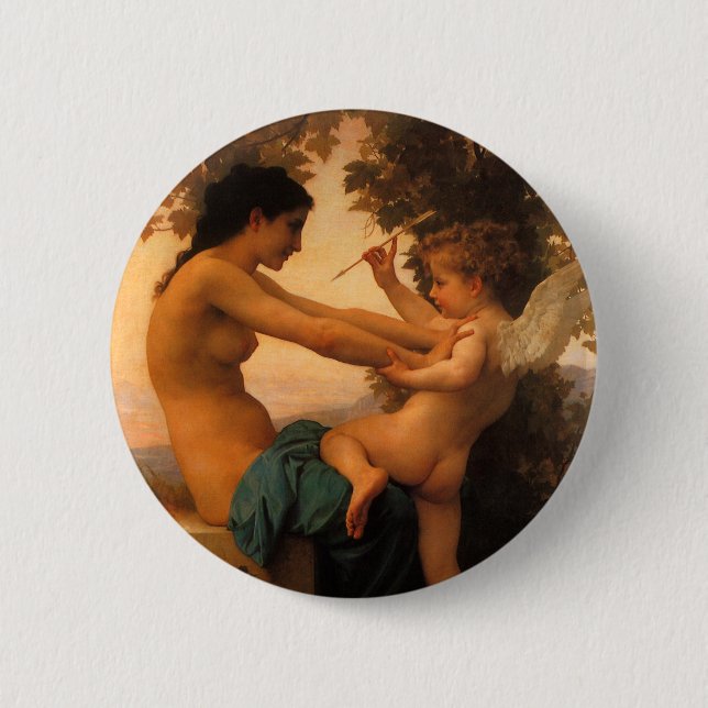 Girl Defending Herself Against Cupid by Bouguereau 6 Cm Round Badge (Front)