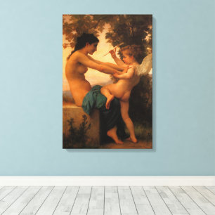 Girl Defending Herself Against Cupid by Bouguereau Canvas Print