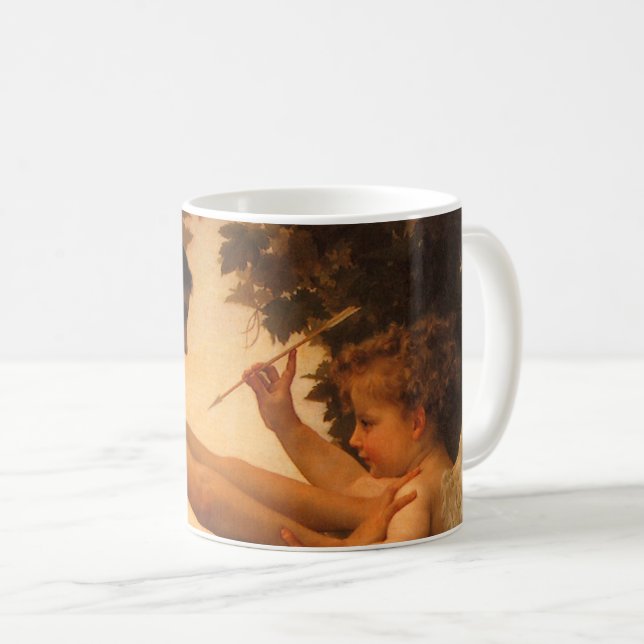 Girl Defending Herself Against Cupid by Bouguereau Coffee Mug (Front Right)